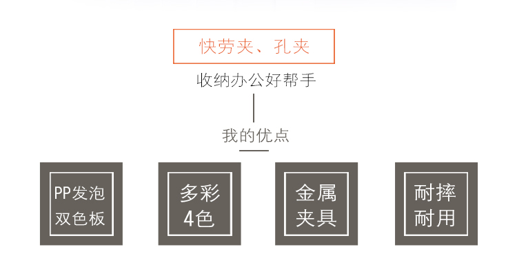 齐心 A5302 央格发泡PP 2孔D型夹