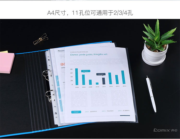 齐心 EH035 活页替芯3.5C光面 A4 100PCS装