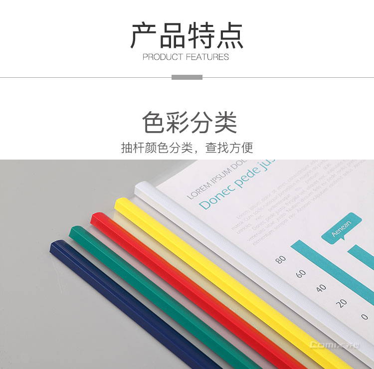 齐心 Q310-1 超省钱报告夹 A4 抽杆式 30张