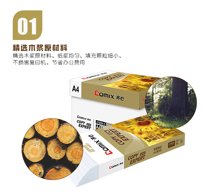 齐心 C5884-5 金齐心高白复印纸80克 A4