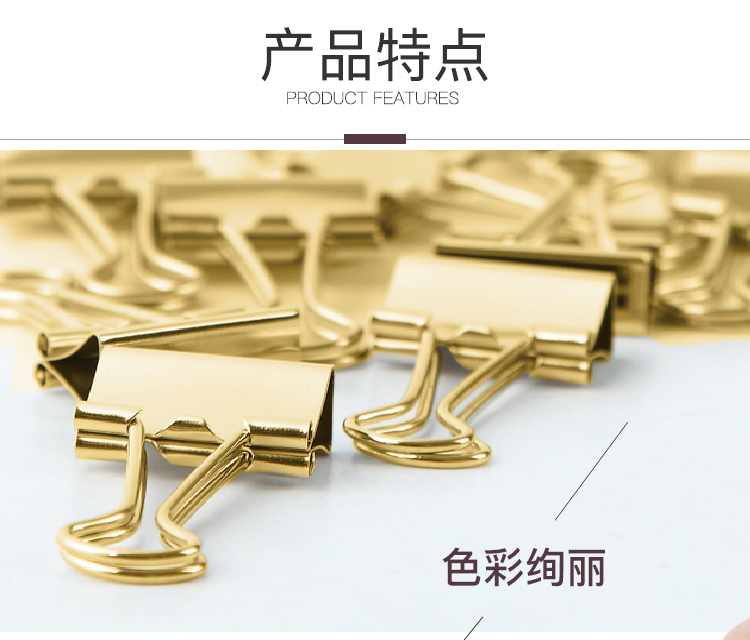 齐心 B3695 金色长尾票夹 5号 40只/筒