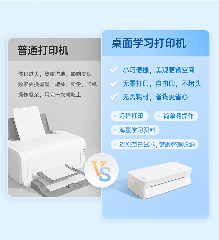 喵喵机F1学生打印机A4尺寸WiFi远程便携式热敏打印机