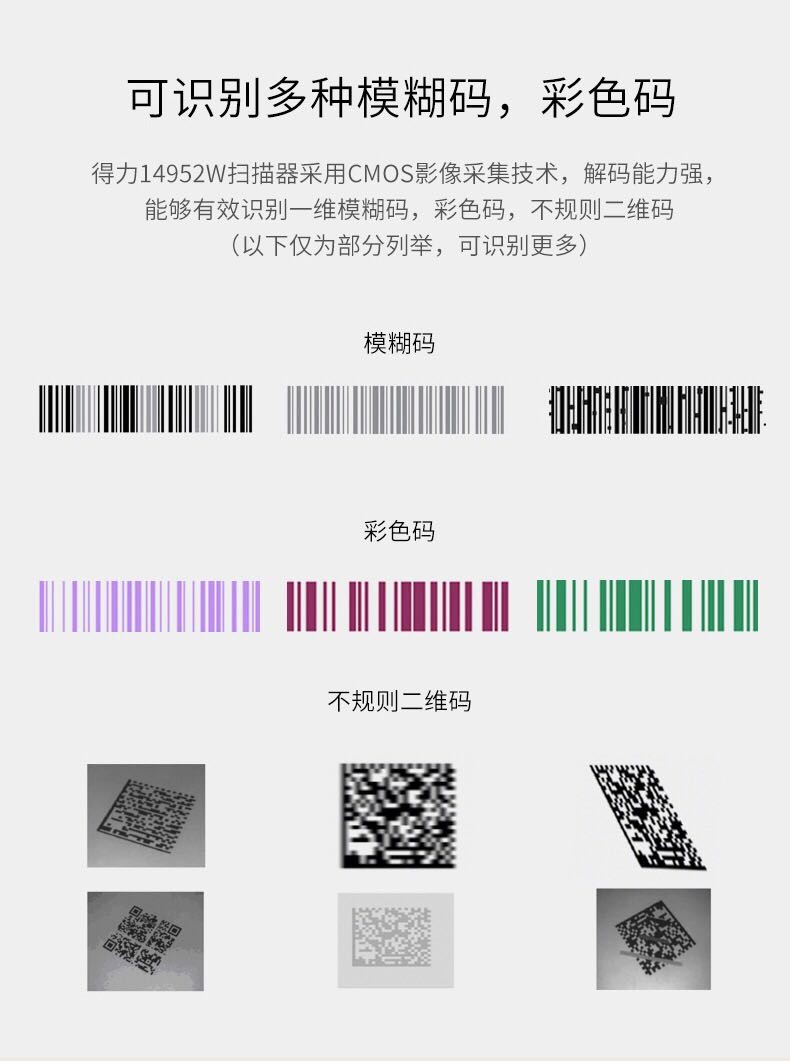 得力（deli）14952W 无线扫描枪物流商品条码扫描枪