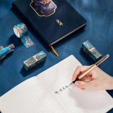 得力22230颐和园皮面本锦绣前程笔记本子点阵横线款复古小清新创意女生简约手账本记事本