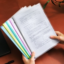 得力5536文件夹a4透明塑料抽杆夹资试卷夹资料夹10个装