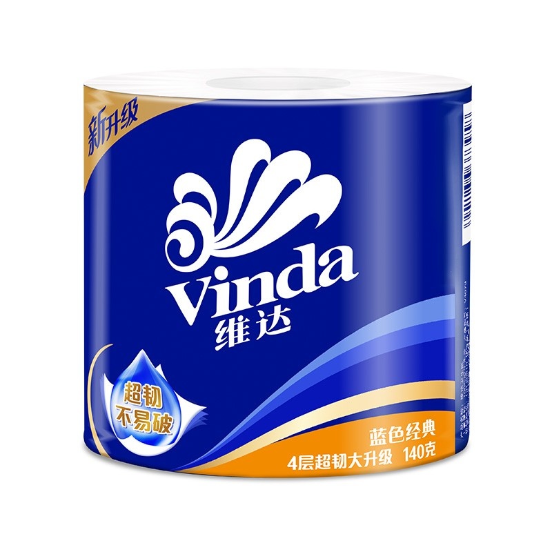 维达蓝色经典系列卫生纸巾4层140g有芯卷纸