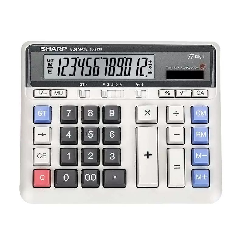 夏普EL-2135电脑大按键计算器 银行财务会计专用12位太阳能计算器