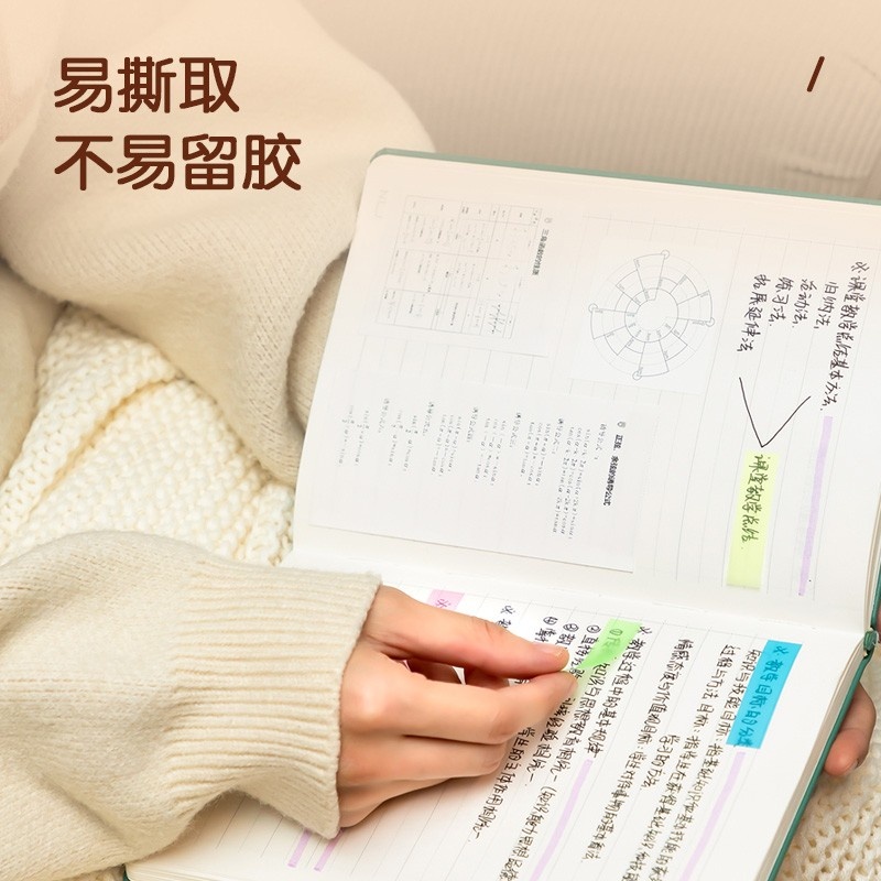 得力9063荧光指示标贴 彩色记事贴 便利贴44*12mm