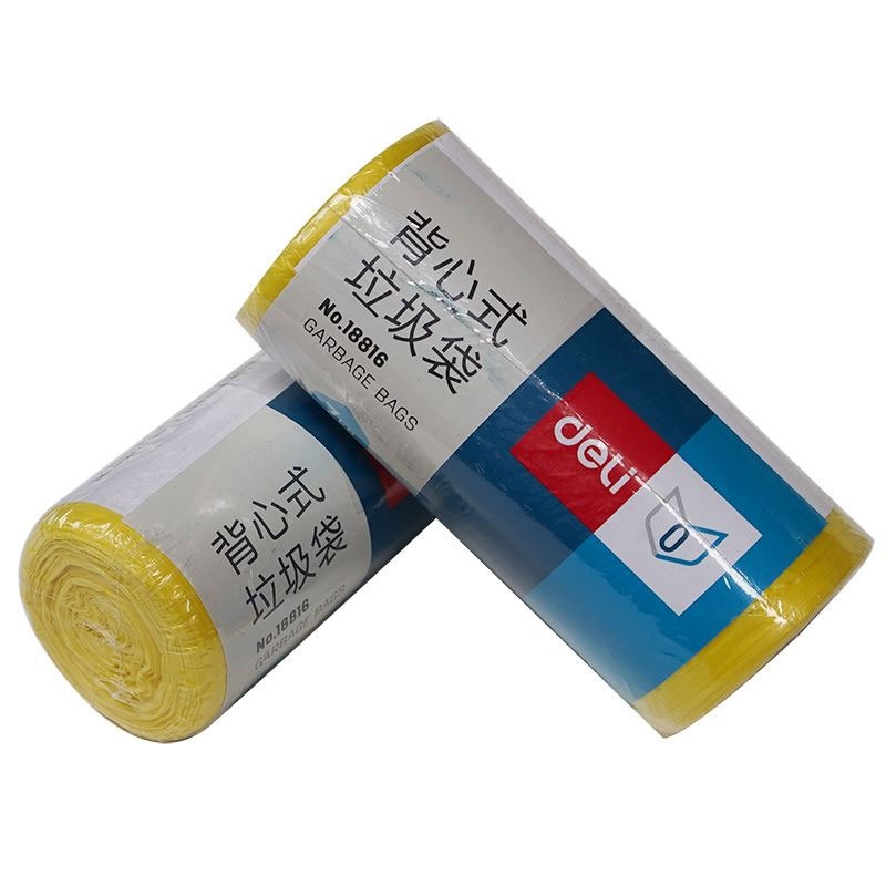 得力(deli)18816垃圾袋 黄色 30只/卷 450*450*0.001mm 背心式