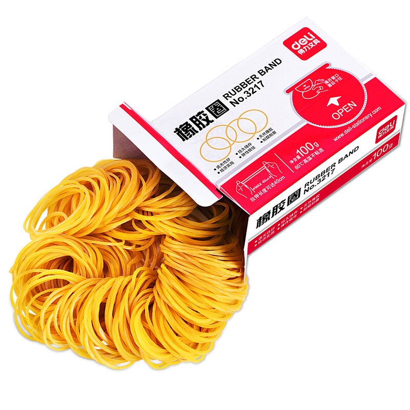 得力(deli)100g实用橡皮筋/乳胶圈/牛皮筋 单盒装 3217