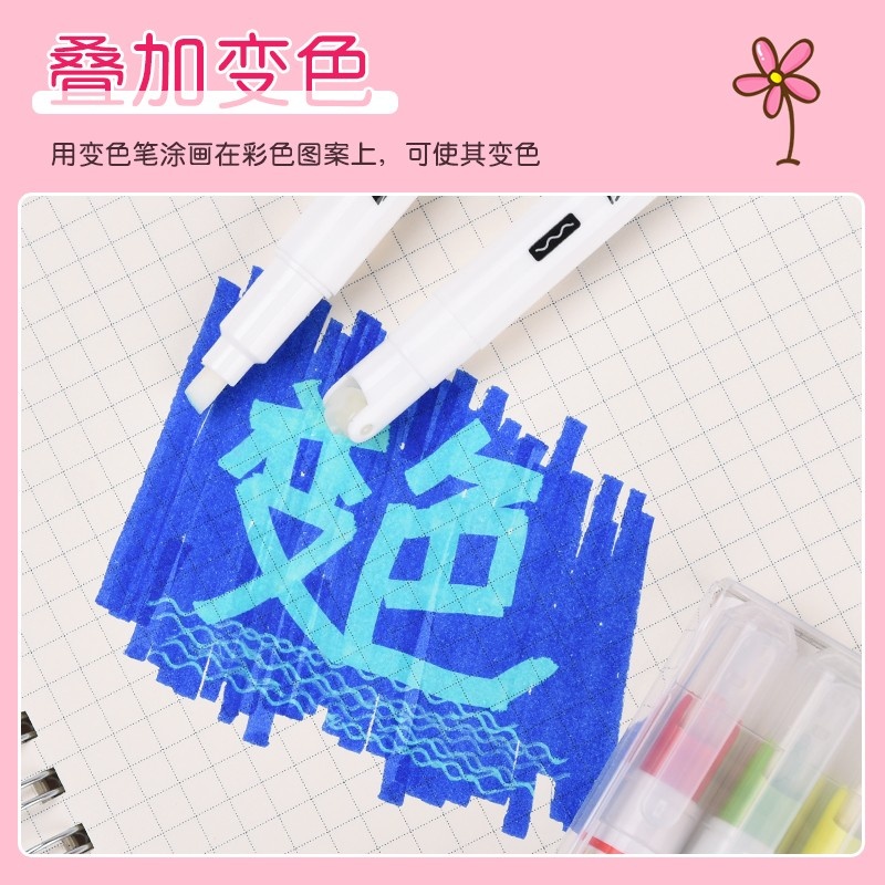 金万年G-0547魔幻变色花边滚轮6+1支双头荧光笔
